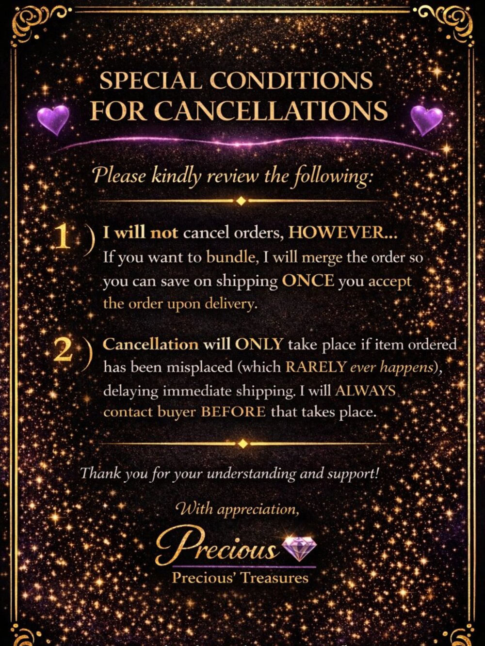 NO CANCELLATIONS POLICY - POSHMARK RULES